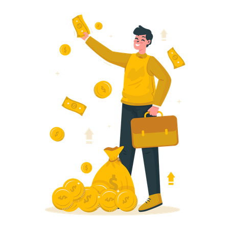 Homme d'affaires gagner de l'argent  Illustration