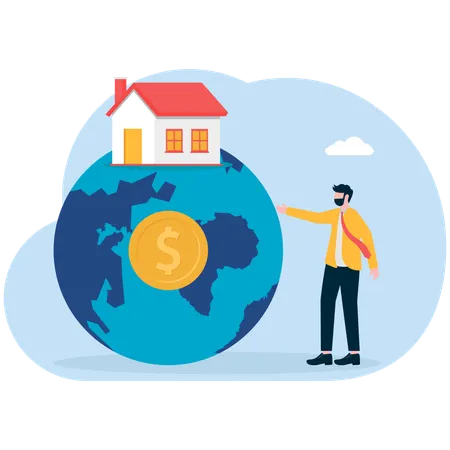 Un homme d'affaires investit dans une maison  Illustration