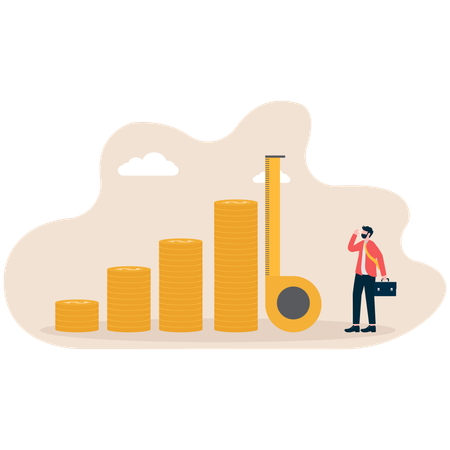 Homme d'affaires mesurant la croissance  Illustration