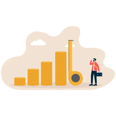 Homme d'affaires mesurant la croissance  Illustration