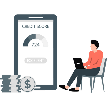 Homme d'affaires montrant son score de crédit  Illustration