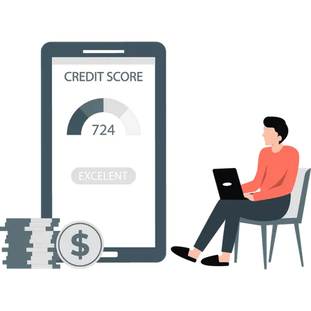 Homme d'affaires montrant son score de crédit  Illustration