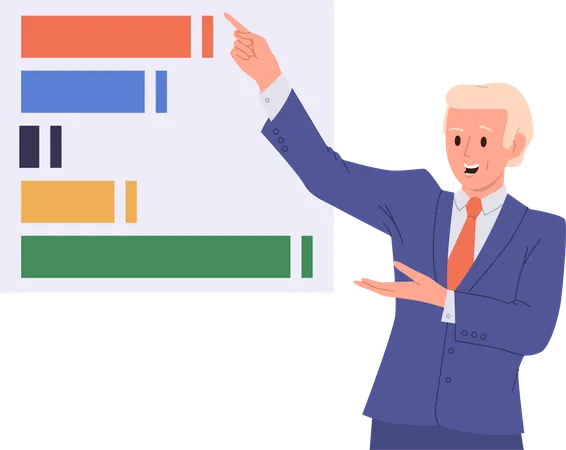 Homme d'affaires montrant un graphique d'analyse financière  Illustration