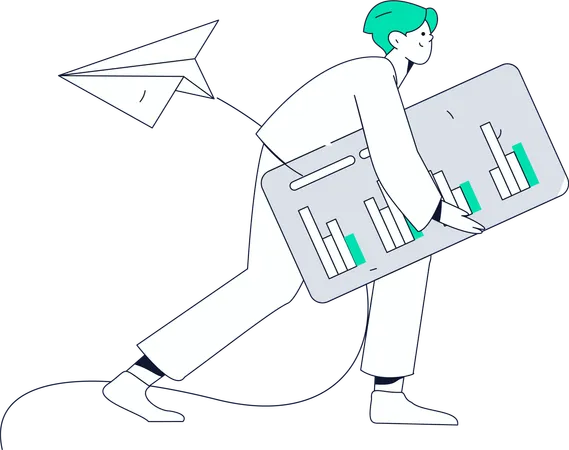 Homme d'affaires montrant un graphique de croissance  Illustration