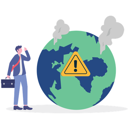 Un homme d'affaires parle des émissions de CO2  Illustration