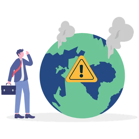 Un homme d'affaires parle des émissions de CO2  Illustration