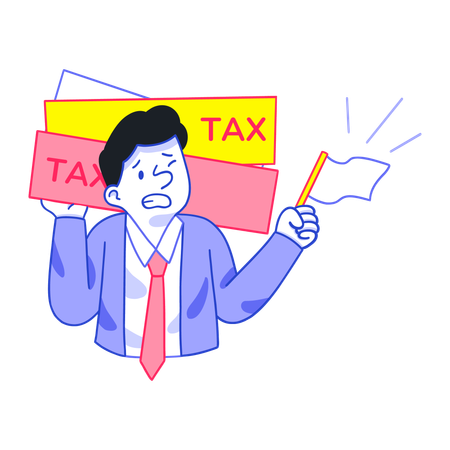 Un homme d'affaires paie de lourdes taxes  Illustration