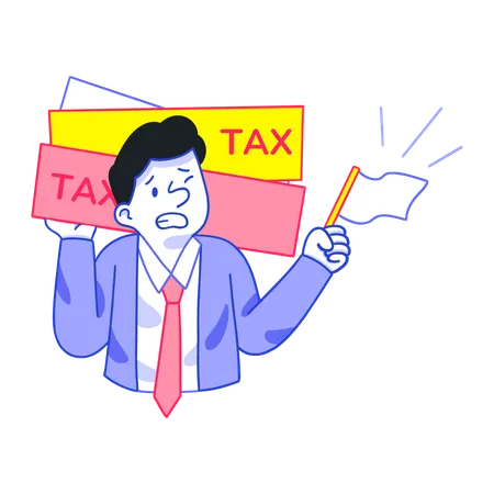 Un homme d'affaires paie de lourdes taxes  Illustration