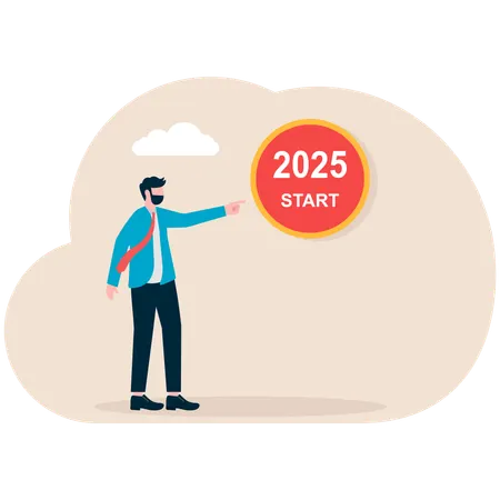 Un homme d'affaires se fixe des objectifs pour 2025  Illustration