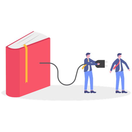 Un homme d'affaires prend de l'énergie dans un livre  Illustration