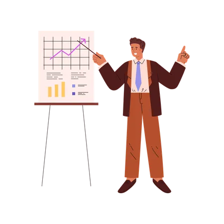 Homme d'affaires présentant des données commerciales  Illustration