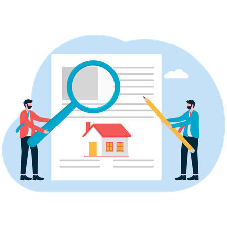 Homme d'affaires à la recherche d'une maison  Illustration