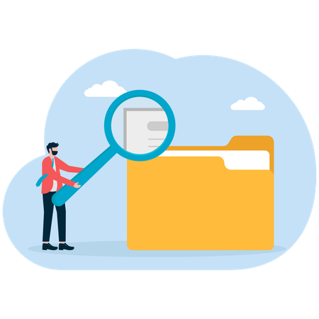 Homme d'affaires trouvant un document  Illustration