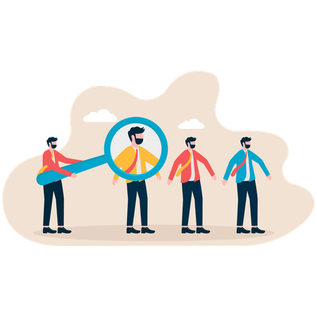Homme d'affaires à la recherche du meilleur employé  Illustration