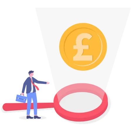 Un homme d'affaires cherche une pièce en euro  Illustration