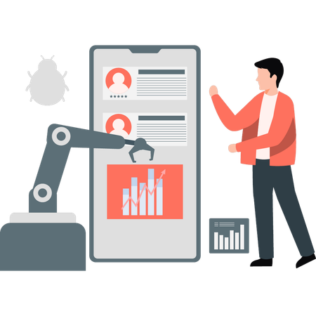 Homme d'affaires regardant l'analyse commerciale  Illustration