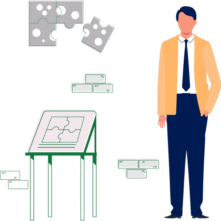 Homme d'affaires résolvant un problème commercial  Illustration