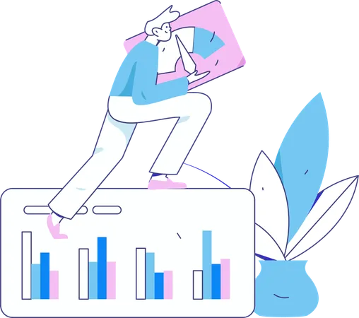 Homme d'affaires examinant un graphique d'analyse commerciale  Illustration