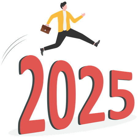 Homme d'affaires sautant le numéro 2025  Illustration