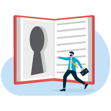 Livre secret de verrouillage d'homme d'affaires  Illustration