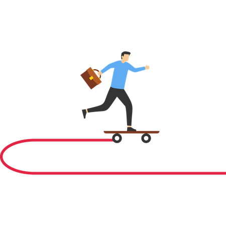 Homme d'affaires sur skateboard faisant Uturn  Illustration