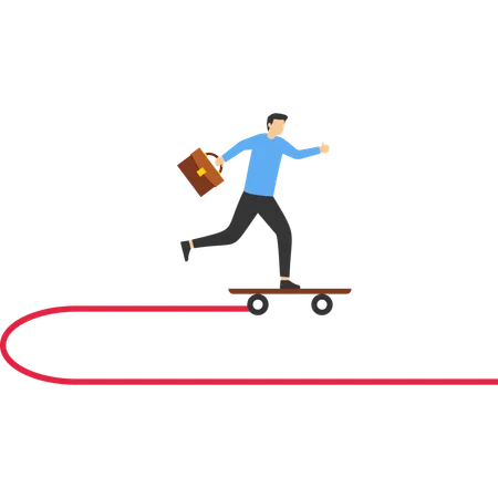 Homme d'affaires sur skateboard faisant Uturn  Illustration