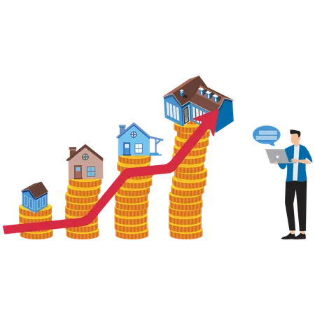 Homme d'affaires travaillant dans l'immobilier  Illustration