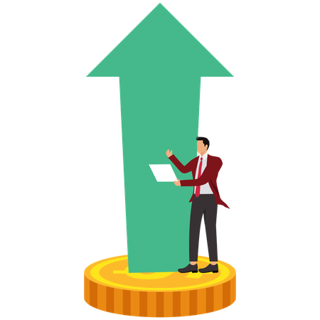 Homme d'affaires travaillant sur la croissance des investissements  Illustration