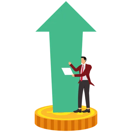 Homme d'affaires travaillant sur la croissance des investissements  Illustration