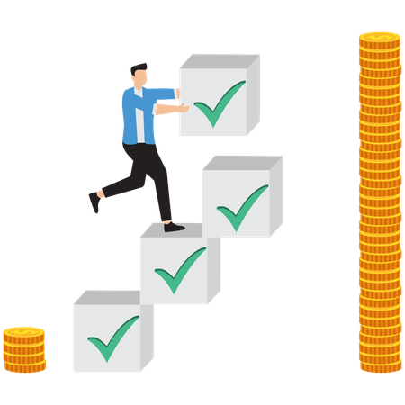 Homme d'affaires travaillant sur la gestion financière  Illustration