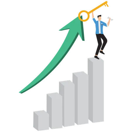 Homme d'affaires travaillant sur la réussite commerciale  Illustration