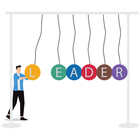 Homme d'affaires travaillant sur le leadership  Illustration