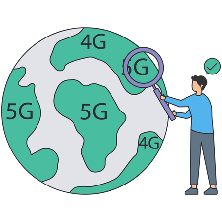 Homme d'affaires travaillant sur une connexion sans fil  Illustration