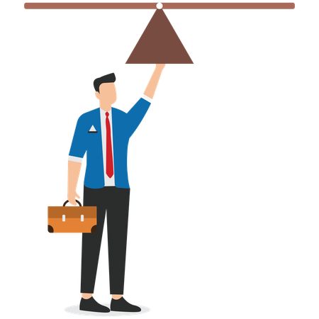 Homme d'affaires travaillant sur l'équilibrage des affaires  Illustration