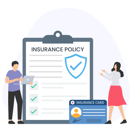 Homme d'affaires travaillant sur une carte d'assurance  Illustration