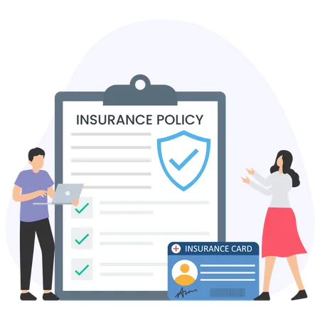 Homme d'affaires travaillant sur une carte d'assurance  Illustration