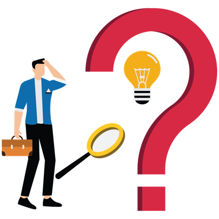 Homme d'affaires trouve un moyen de connecter la question à la solution  Illustration