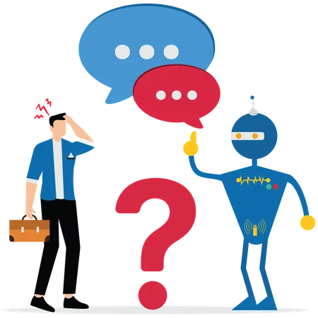 Un homme d'affaires utilise l'IA pour répondre à une question  Illustration