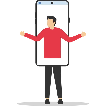 Homme d'affaires utilisant un mobile  Illustration