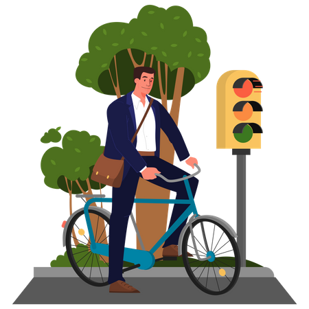 Homme affaires, faire du vélo  Illustration