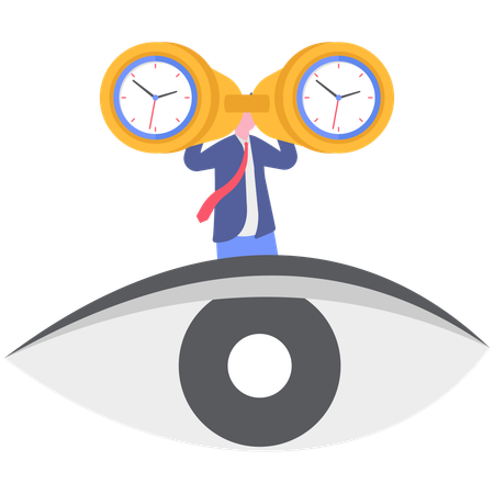 Homme d'affaires à la recherche de temps d'affaires  Illustration