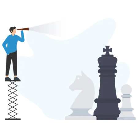 Homme d'affaires à la recherche d'une opportunité commerciale  Illustration