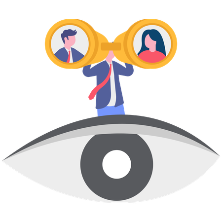 Homme d'affaires à la recherche d'un employé  Illustration
