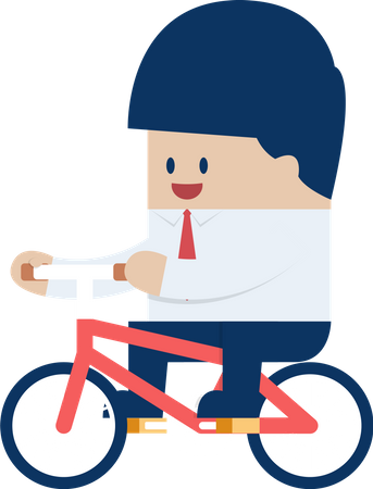 Homme d'affaires faisant du vélo pour travailler  Illustration