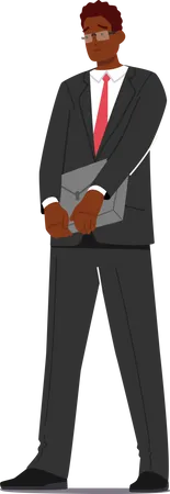 Homme d'affaires africain avec une mallette en mains  Illustration