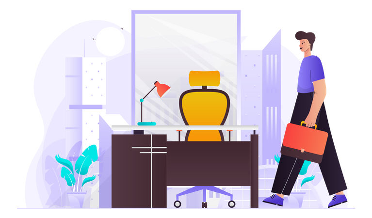 Homme d'affaires allant au bureau  Illustration