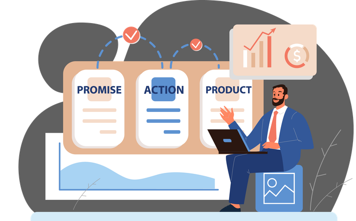 Homme d'affaires analysant les finances de l'entreprise  Illustration