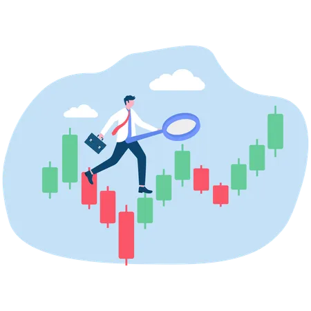 Homme d'affaires analysant les bénéfices de ses investissements  Illustration