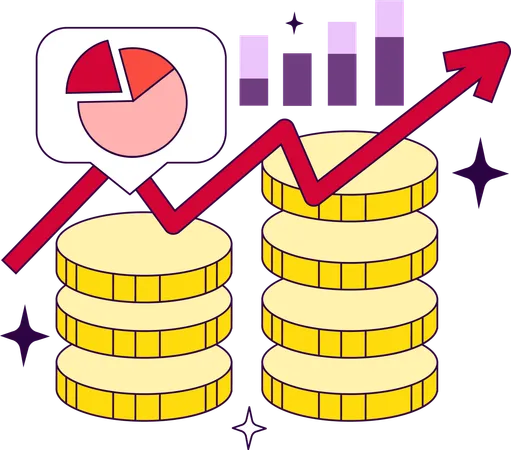 L'homme d'affaires analyse l'analyse financière  Illustration