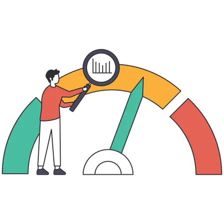 Homme d'affaires analysant la cote de crédit  Illustration